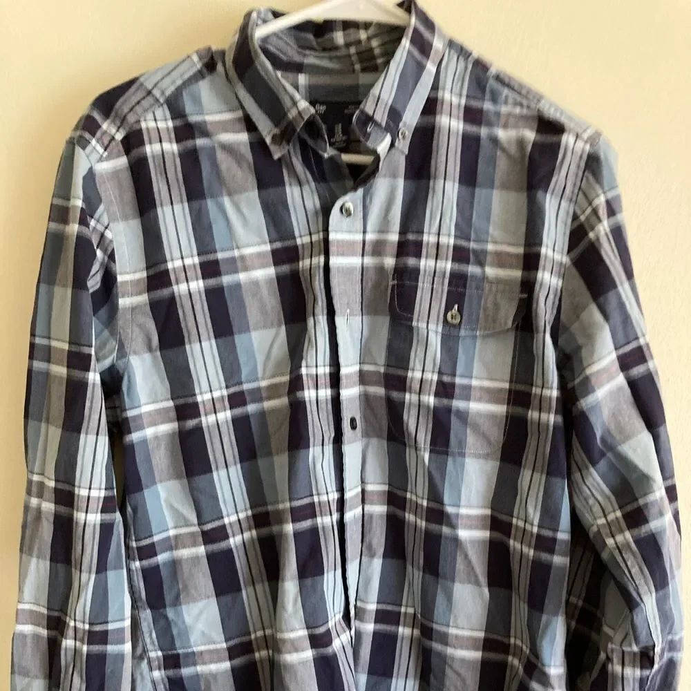 Mens Gap Plaid Casual Button Down Shirt